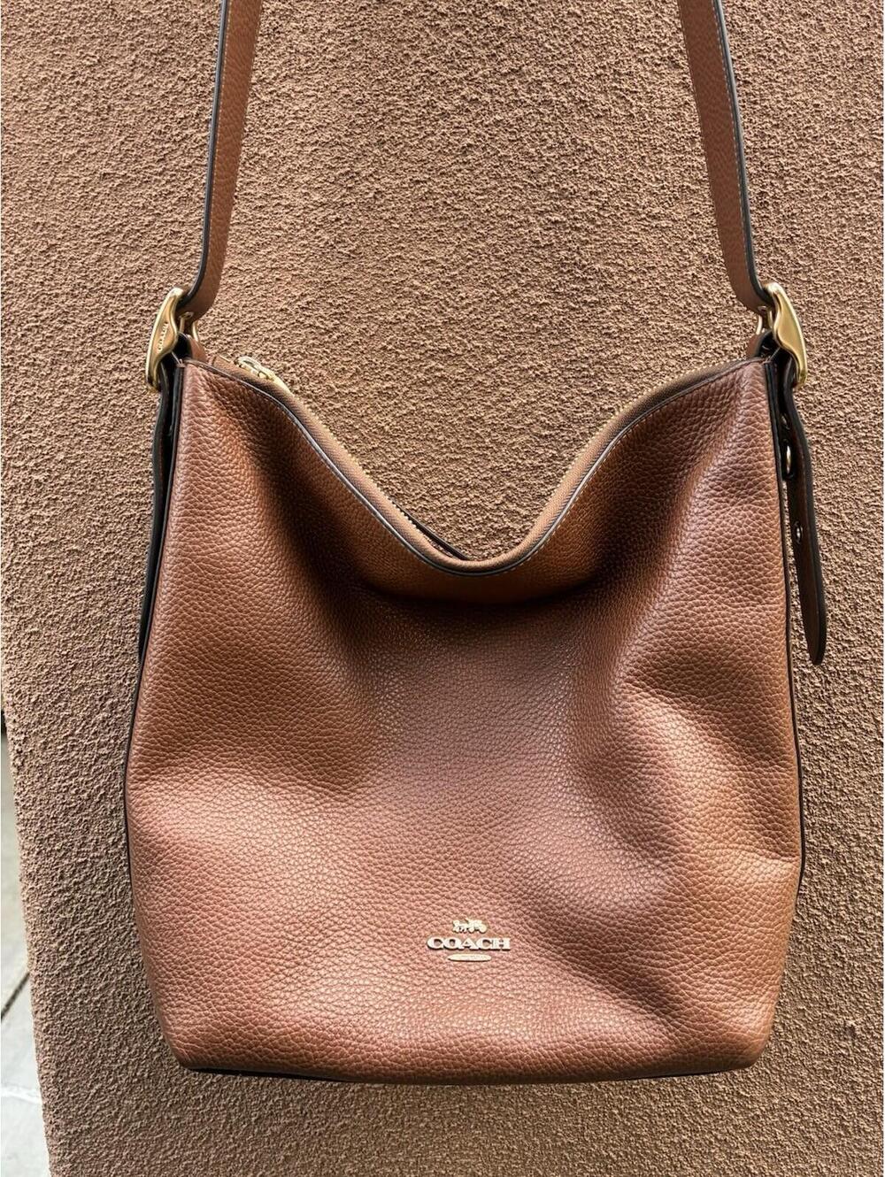 Coach Val Duffle C2818 Redwood Pebbled Leather Slouchy Hobo Shoulder Bag